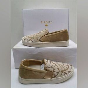 Birdie Swift Sneakers in Taupe Velvet Embroidery Size 10 New In Box.